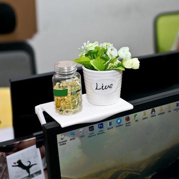 2 PCS Office Desk Storage Holder Computer Display Shelf (Black) - Image 5
