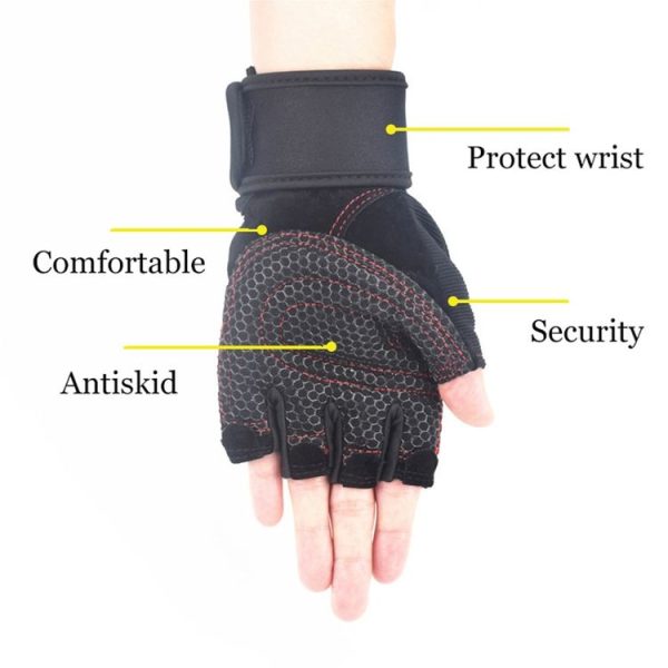 Gym Gloves Heavyweight Sports Exercise Weight Lifting Gloves Body Building Training Sport Fitness Gloves, Size: L (Black) - Image 3