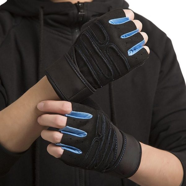 Gym Gloves Heavyweight Sports Exercise Weight Lifting Gloves Body Building Training Sport Fitness Gloves, Size: M (Sky blue) - Image 6