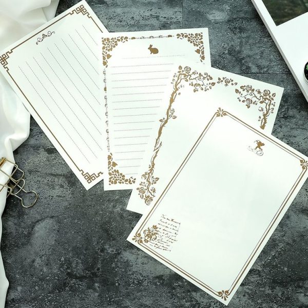 3 Sets Grocery Stationery Retro Pattern Letterhead Student Stationery Rice White Copper Word - Image 3