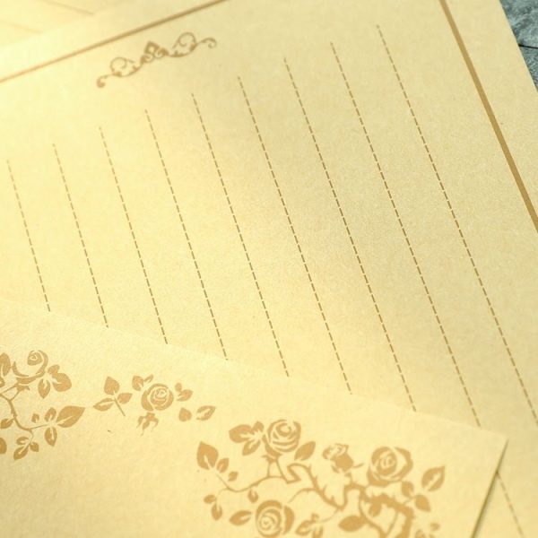 3 Sets Grocery Stationery Retro Pattern Letterhead Student Stationery Kraft Paper Gold Coffee Word - Image 4