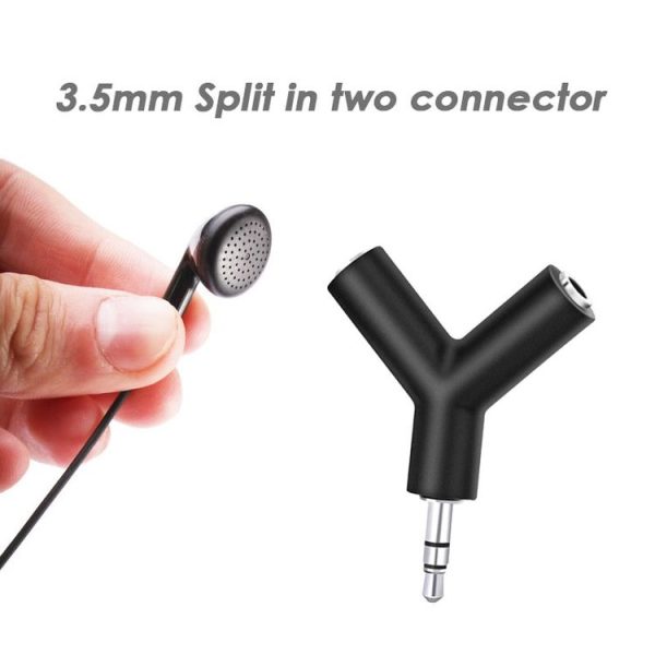 Mini Y Shaped 3.5mm Male to Double 3.5mm Female Jack Audio Headset Adapter Connector Keychain (Black) - Image 4