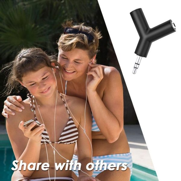 Mini Y Shaped 3.5mm Male to Double 3.5mm Female Jack Audio Headset Adapter Connector Keychain (Black) - Image 6