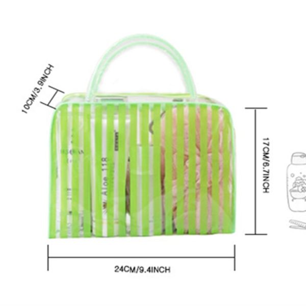 PVC Transparent Stripe Personal Toiletries Organizer Bath Bag (Yellow) - Image 3