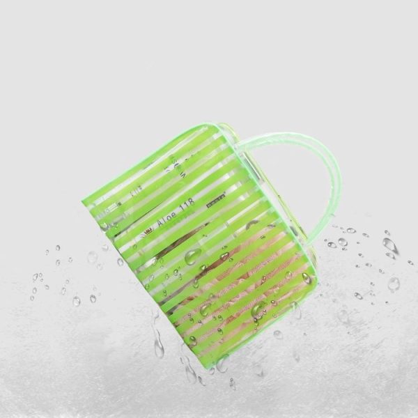 PVC Transparent Stripe Personal Toiletries Organizer Bath Bag (Yellow) - Image 6
