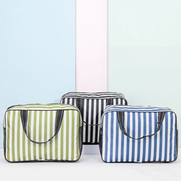 Unisex Stripe Waterproof Bath Cosmetic Storage Bag Travel Bag (Black) - Image 6