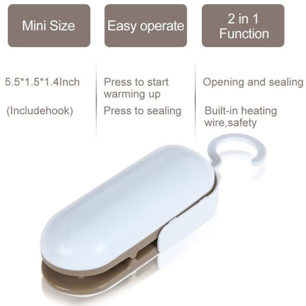 Household Mini Heat Sealing Machine Package Sealer Clamps (Gray) - Image 5