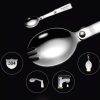 2PCS Stainless Steel Folding Fork Spoon Integrated Dual-use Picnic Portable Tableware, Random Color Delivery (Fork) - Image 6