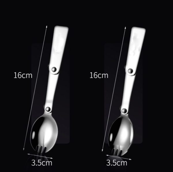 2PCS Stainless Steel Folding Fork Spoon Integrated Dual-use Picnic Portable Tableware, Random Color Delivery (Fork) - Image 9