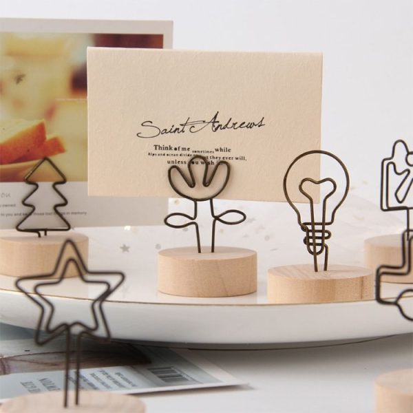 Creative Round Wooden Iron Photo Clip Memo Name Card Pendant Furnishing Articles Picture Frame (Tree) - Image 6