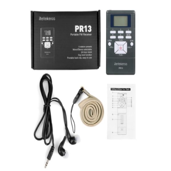Retekess PR13 Portable FM Radio with Lanyard & Earphone (Black) - Image 6