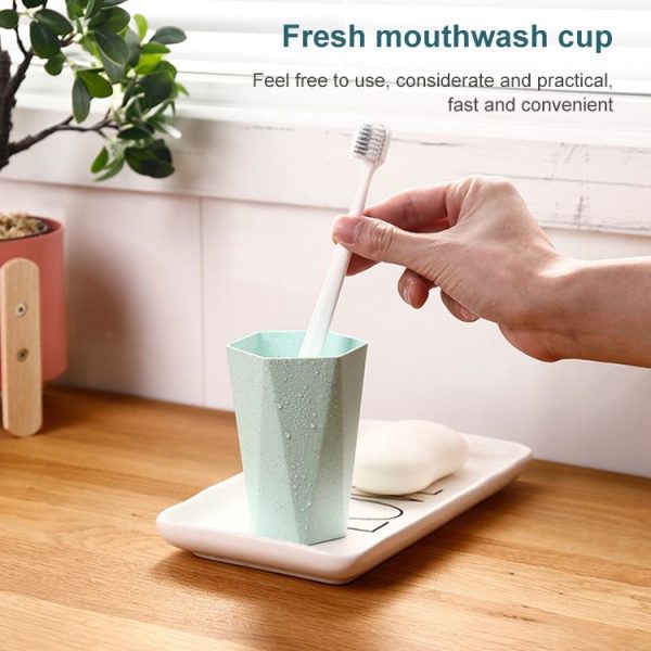 Creative Geometric Rhombus Toothbrushing Cup Home Couple Mouthwash Cup, Capacity: 201-300ml (Blue) - Image 5