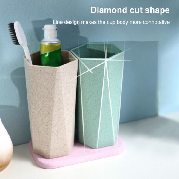 Creative Geometric Rhombus Toothbrushing Cup Home Couple Mouthwash Cup, Capacity: 201-300ml (Blue) - Image 8