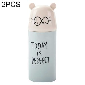 2 PCS Cartoon Portable Travel Home Bathroom Toothbrush Case Storage Box Mouth Cup (Green)