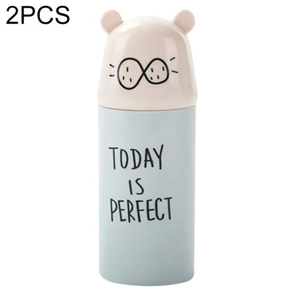 2 PCS Cartoon Portable Travel Home Bathroom Toothbrush Case Storage Box Mouth Cup (Green)