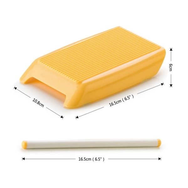 Plastic Pasta Macaroni Board Spaghetti Maker Rolling Pin Mold Kitchen Tool (Yellow) - Image 2