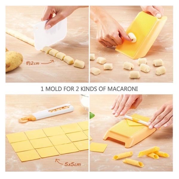 Plastic Pasta Macaroni Board Spaghetti Maker Rolling Pin Mold Kitchen Tool (Yellow) - Image 4