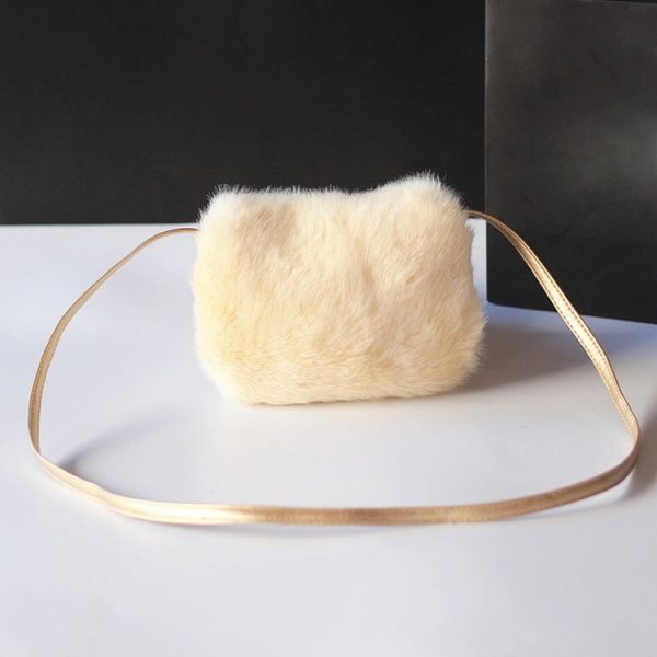 Cute Princess Girl Mini Cross body Bag Fashion Bowknot Imitation Fur Shoulder Messenger Bag Purse (Caramel Colour) - Image 3