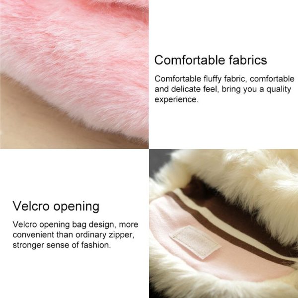 Cute Princess Girl Mini Cross body Bag Fashion Bowknot Imitation Fur Shoulder Messenger Bag Purse (Caramel Colour) - Image 4