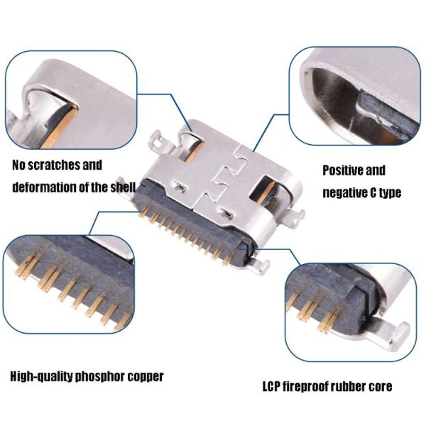 10 PCS Usb Type-C 16P Sinking Plate Female Plug, Specification: Sink Plate 1.6 - Image 5