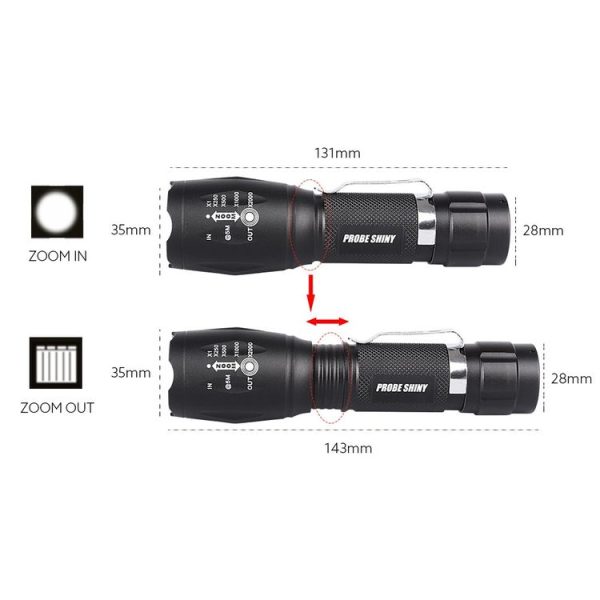 T02 Pen Clip Mini Flashlight T6 Telescopic Zoom Led Flashlight Outdoor Waterproof Long Shot Glare Flashlight - Image 7