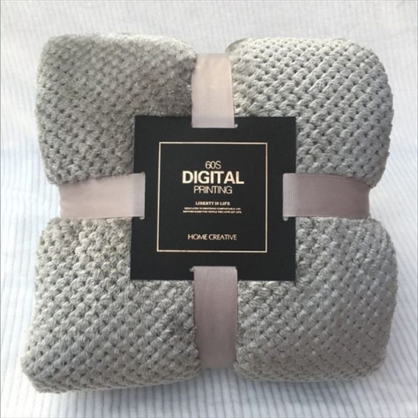 Thicken Solid Color Mesh Pineapple Flannel Blanket Coral Fleece Air Conditioning Sofa Cover Winter Warm Sheets Easy Wash Faux Fur Blankets, Size: 70x100cm (Grey) - Image 5