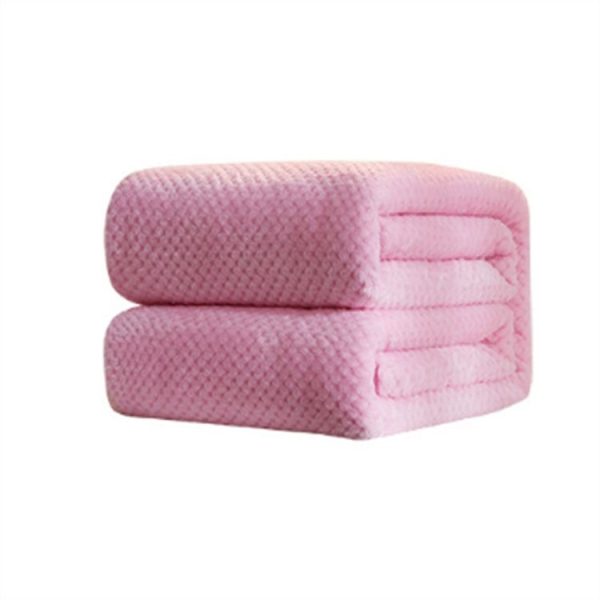 Thicken Solid Color Mesh Pineapple Flannel Blanket Coral Fleece Air Conditioning Sofa Cover Winter Warm Sheets Easy Wash Faux Fur Blankets, Size: 45x65cm (Pink) - Image 2