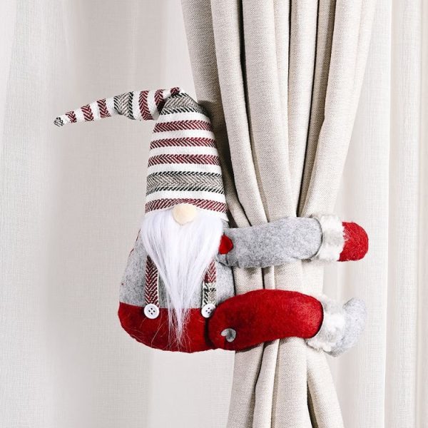 Christmas Decorations Striped Hat Forest Old Man Side Hug Curtain Door Curtain Buckle (Long Beard)