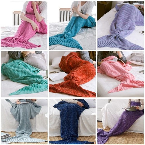 Mermaid Tail Blanket For Adult Super Soft Sleeping Knitted Blankets, Size: 90 X50cm (Watermelon Red) - Image 6