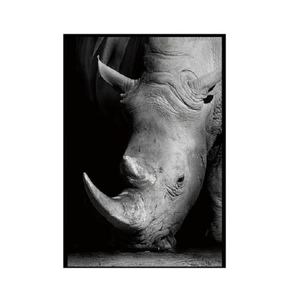 Simple Black and White Animal Decoration Painting Study Living Room Sofa Background Wall Painting Without Frame, Size: 13X18cm (Rhinoceros) - Image 2