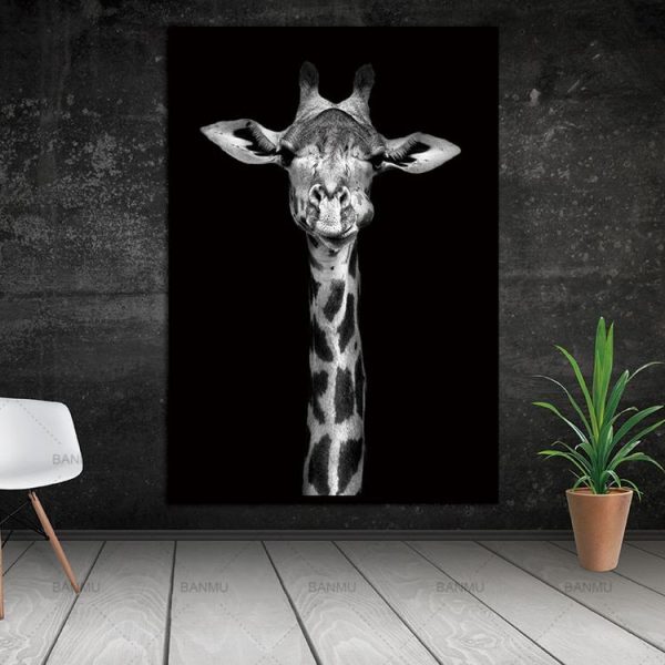Simple Black and White Animal Decoration Painting Study Living Room Sofa Background Wall Painting Without Frame, Size: 13X18cm (Rhinoceros) - Image 3