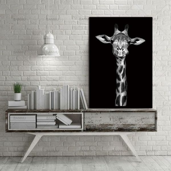 Simple Black and White Animal Decoration Painting Study Living Room Sofa Background Wall Painting Without Frame, Size: 13X18cm (Rhinoceros) - Image 4