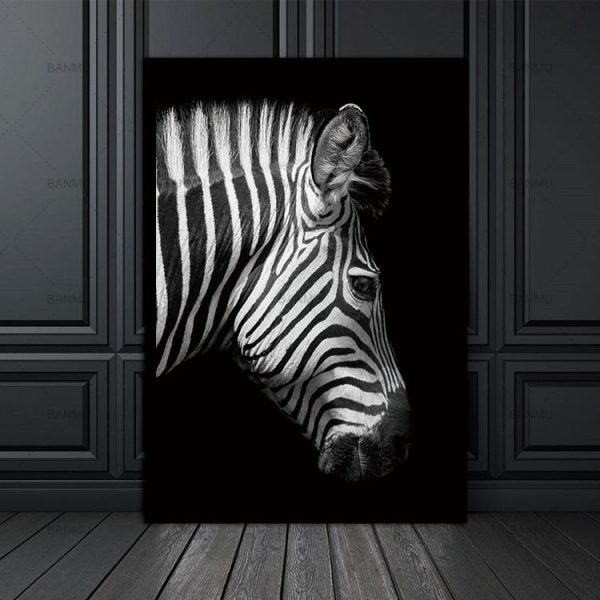 Simple Black and White Animal Decoration Painting Study Living Room Sofa Background Wall Painting Without Frame, Size: 13X18cm (Rhinoceros) - Image 5
