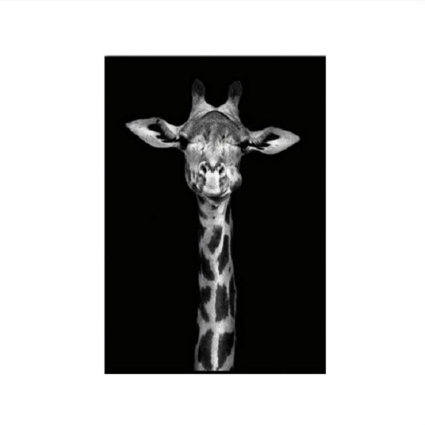 Simple Black and White Animal Decoration Painting Study Living Room Sofa Background Wall Painting Without Frame, Size: 20X25cm (Giraffe)