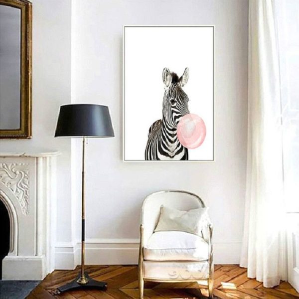 Modern Minimalist Vertical Single Animal Painting Creative Aisle Background Wall Painting Decorative Painting, Size: 30x40cm (Zebra) - Image 3