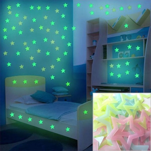 100PC Kids Bedroom Glow Wall Stickers Stars (multicolor)