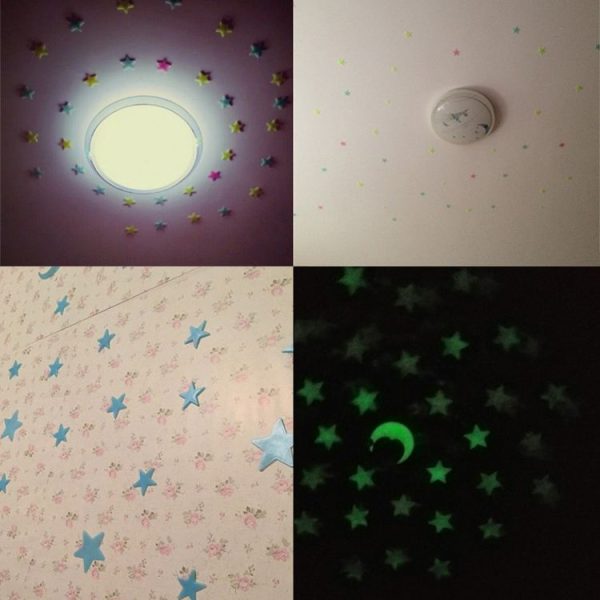 100PC Kids Bedroom Glow Wall Stickers Stars (multicolor) - Image 3