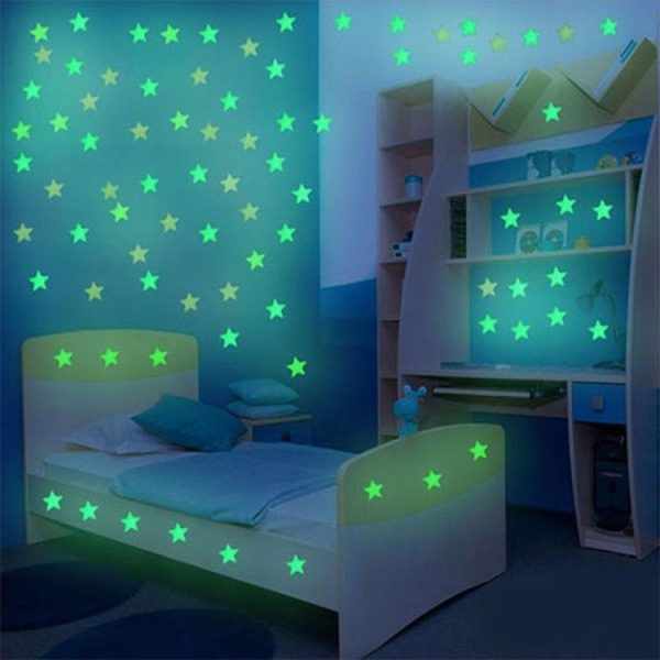 100PC Kids Bedroom Glow Wall Stickers Stars (multicolor) - Image 4