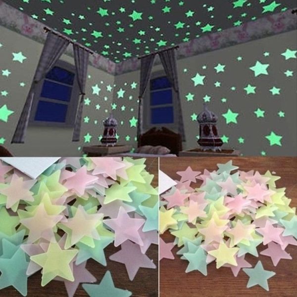 100PC Kids Bedroom Glow Wall Stickers Stars (multicolor) - Image 5