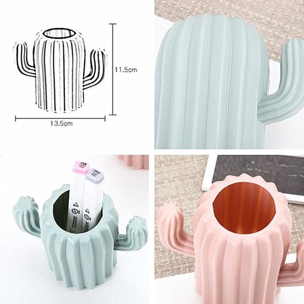 Cactus Shape Vase Creative Home Furnishings Interior Decorations Desktop Pen Holder (Green) - Image 3