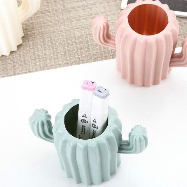 Cactus Shape Vase Creative Home Furnishings Interior Decorations Desktop Pen Holder (Green) - Image 5