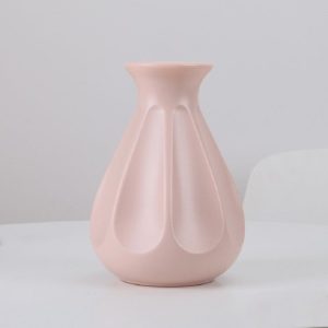 Creative Home Flower Ornaments Dry and Wet Flowers Arrangement Drop-resistant Plastic Vase (Pink)