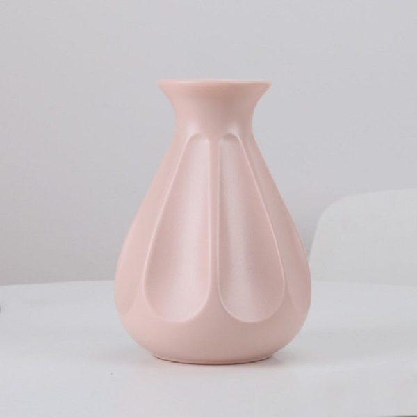 Creative Home Flower Ornaments Dry and Wet Flowers Arrangement Drop-resistant Plastic Vase (Pink) - Image 2
