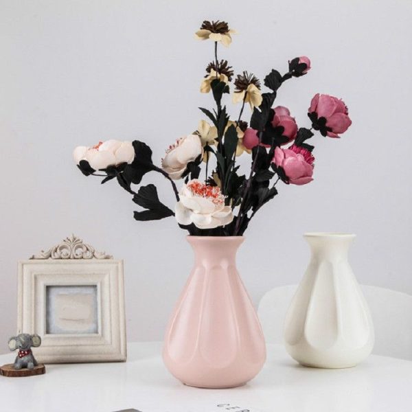 Creative Home Flower Ornaments Dry and Wet Flowers Arrangement Drop-resistant Plastic Vase (Pink) - Image 4