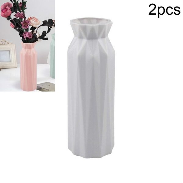 2 PCS Creative Plastic Round Vase Simple Anti-fall Home Decoration Ornaments (Gray)