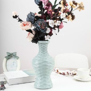 Plastic Vase Dry and Wet Flower Arrangement Container Home Decoration (Blue)