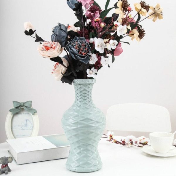 Plastic Vase Dry and Wet Flower Arrangement Container Home Decoration (Blue)