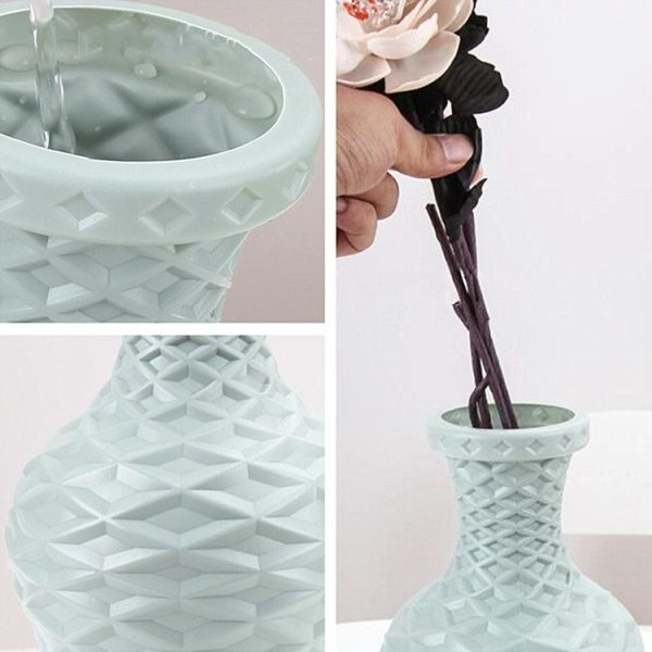 Plastic Vase Dry and Wet Flower Arrangement Container Home Decoration (Blue) - Image 3