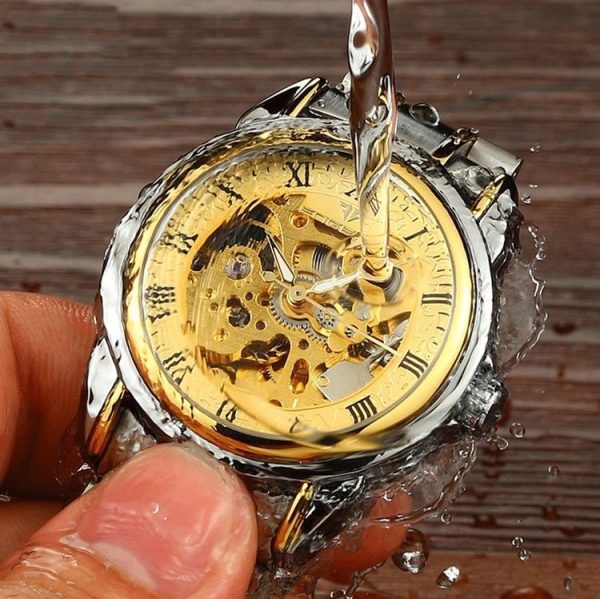 FNGEEN 8866 Men Waterproof Watch Fashion Double-Sided Hollow Automatic Mechanical Watch (Leather Stainless Steel White Surface) - Image 6