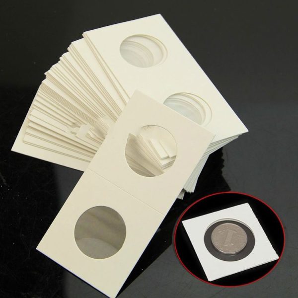 50 PCS / 3 Sets 40mm Diameter Coin Protector Square Coin Collection Paper Clip